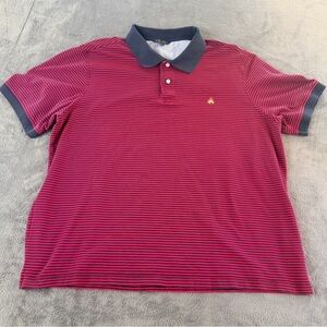 Brooks Brothers Men's 2XLT Tall Red Navy Striped Polo Shirt Short Sleeve